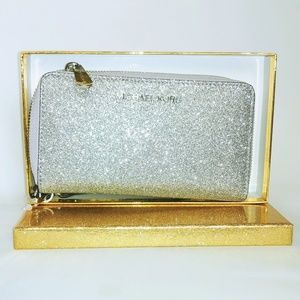NWT- Michael Kors silver phone wallet wristlet